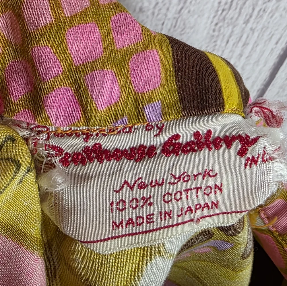 Vintage 1960s Penthouse Gallery Japan Mod Tunic Dress Pink Brown Geometric XL - Picture 8 of 9